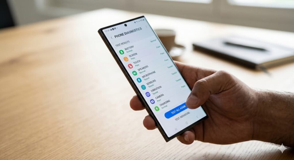 Samsung Members app phone diagnostics test before buying used Samsung Galaxy